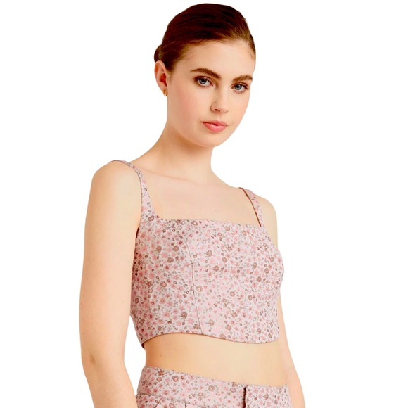 Cinq a sept crop Porter top in pale rose floral size medium NEW tank shirt NWT - Picture 9 of 12